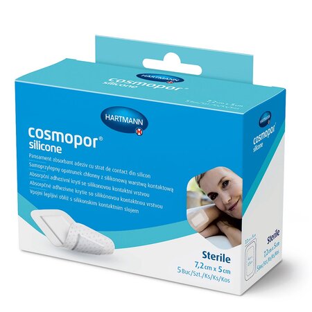 Plasturi autoadezivi Cosmopor silicone, 7,2 x 5 cm, 5 bucati