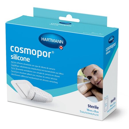 Plasturi autoadezivi Cosmopor Silicone, 10 x 8 cm, 5 bucati