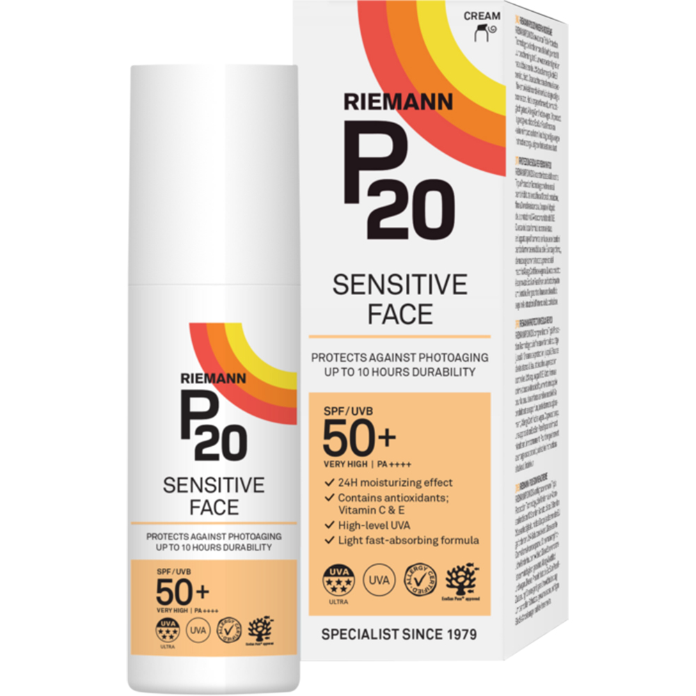 Crema cu protectie solara SPF 50+ pentru fata Sensitive, 50 ml, Riemann P20