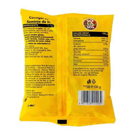Covrigei din faina integrala si seminte de in, 100 g, Solaris 747118