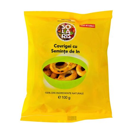 Covrigei din faina integrala si seminte de in, 100 g, Solaris