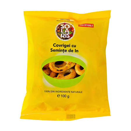 Covrigei din faina integrala si seminte de in, 100 g, Solaris