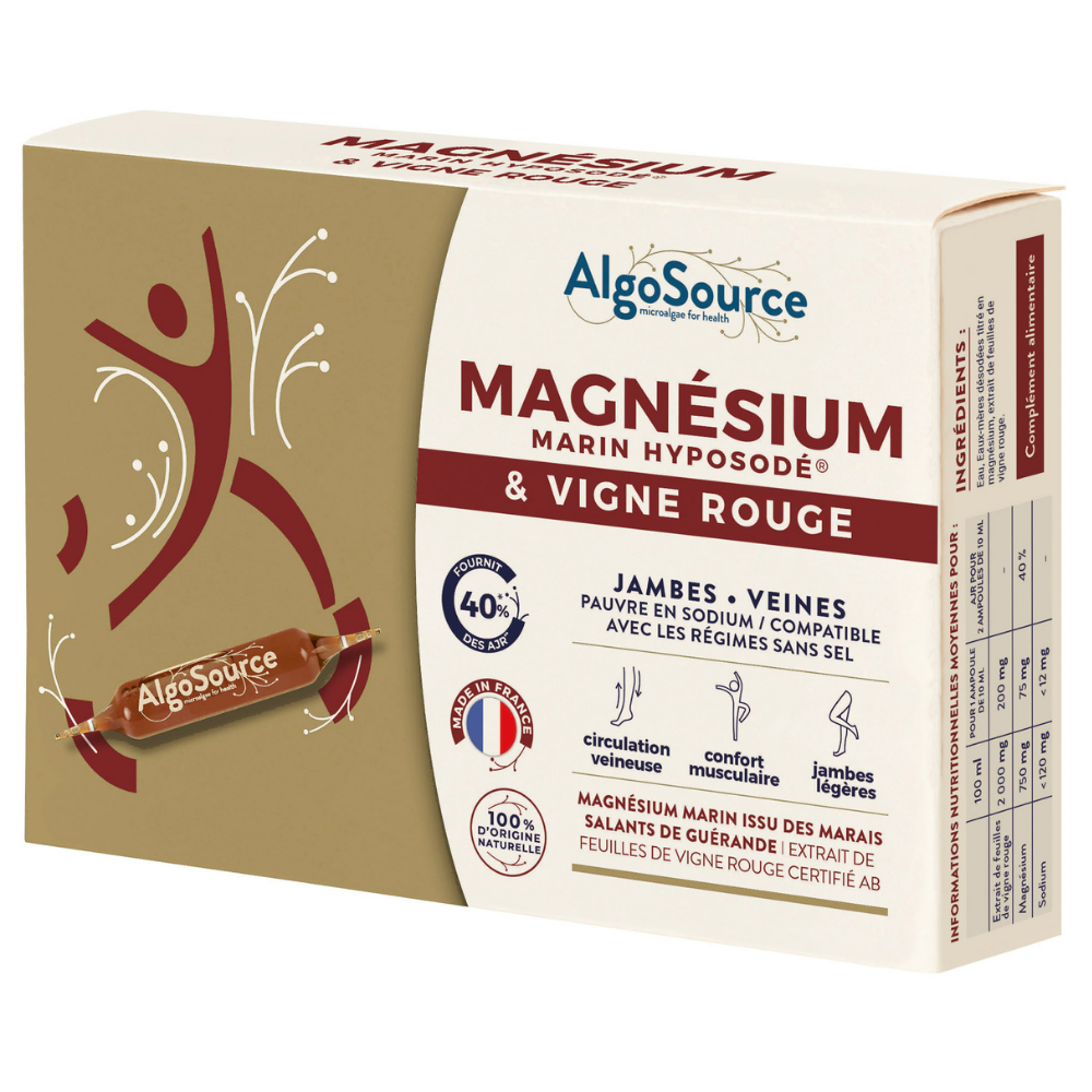 Magneziu marin hyposodic si vita de vie rosie, 20 fiole, AlgoSource