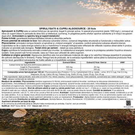 Spirulysat si Cupru, 20 fiole, Algosource 812055