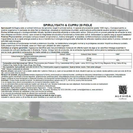 Spirulysat si Cupru, 20 fiole, Algosource 758645