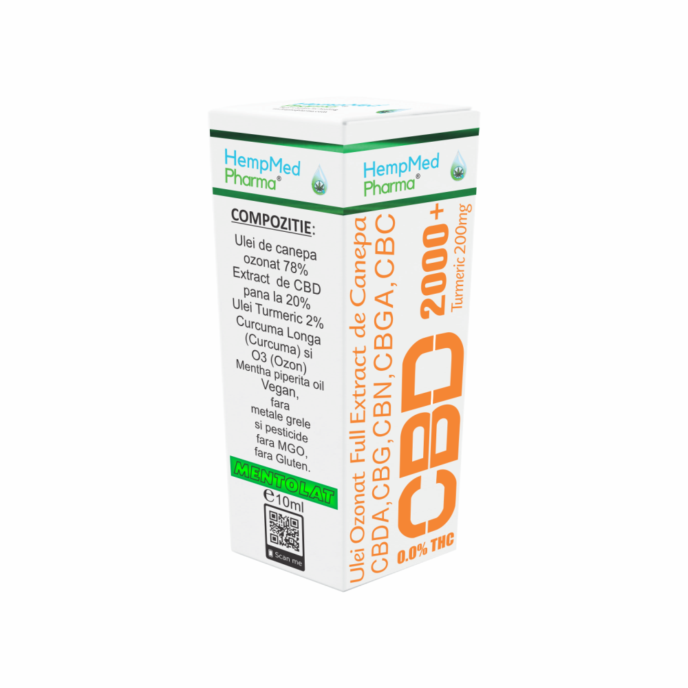 Ulei ozonat full extract de canepa CBD 2000 mg, 10 ml, Hempmed Pharma