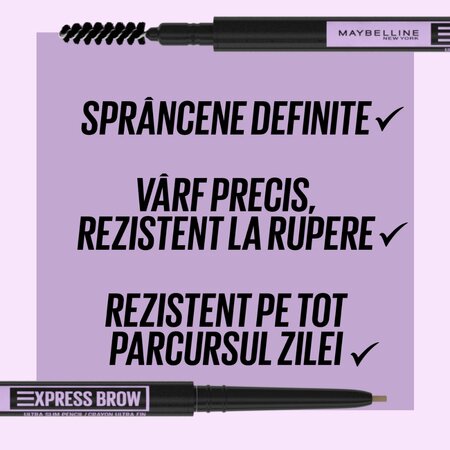 Creion pentru definirea sprancenelor Express Brow Ultra Slim, Medium Brown, 04, Maybelline 550202