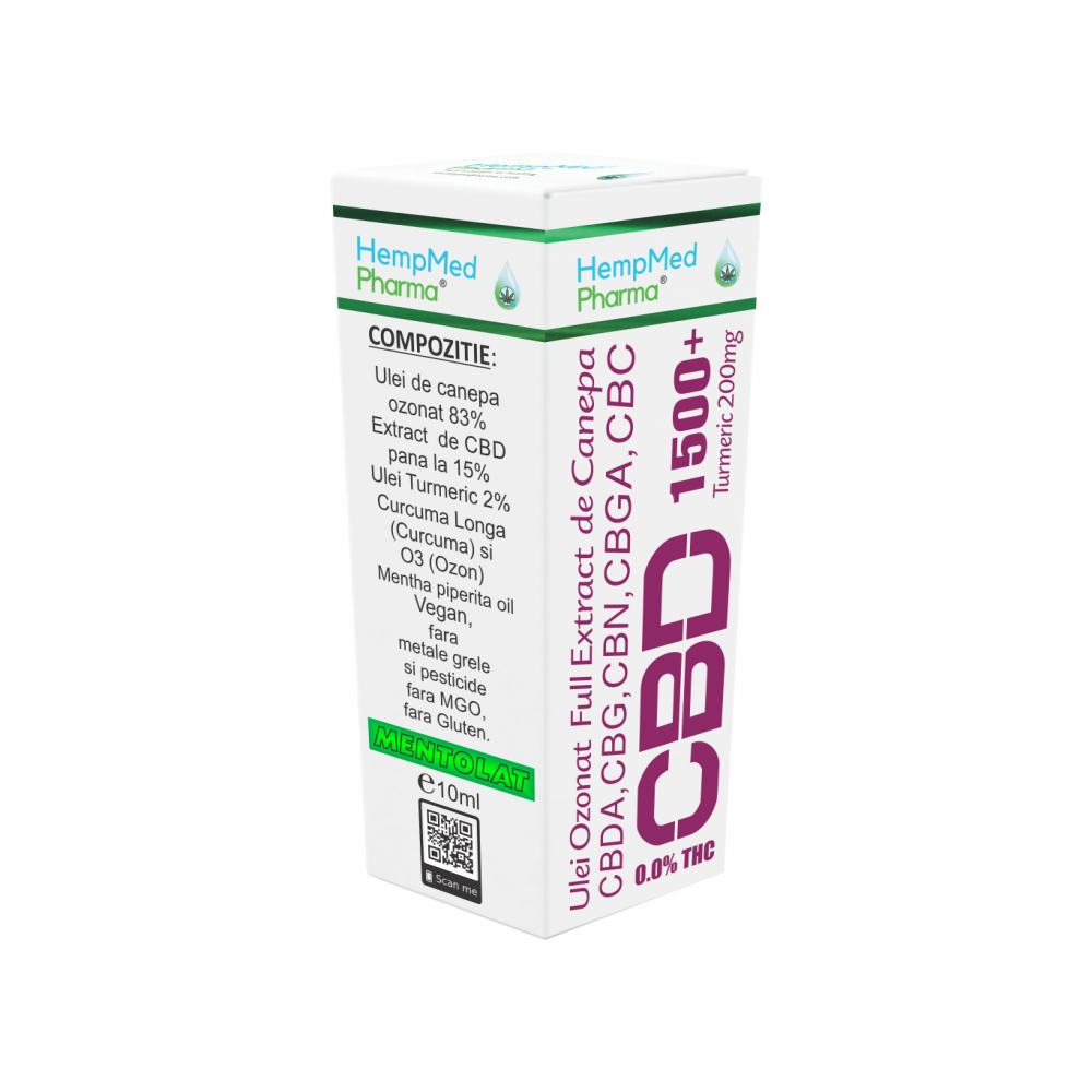 Ulei ozonat full extract de canepa CBD 1500 mg, 10 ml, Hempmed Pharma