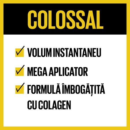 Mascara The Colossal, Negru, 10.7 ml, Maybelline 550275