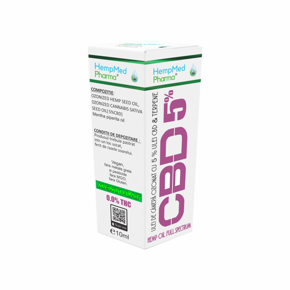 Ulei ozonat din canepa Hempoil Full Spectrum CBD 5%, 10 ml, Hempmed Pharma