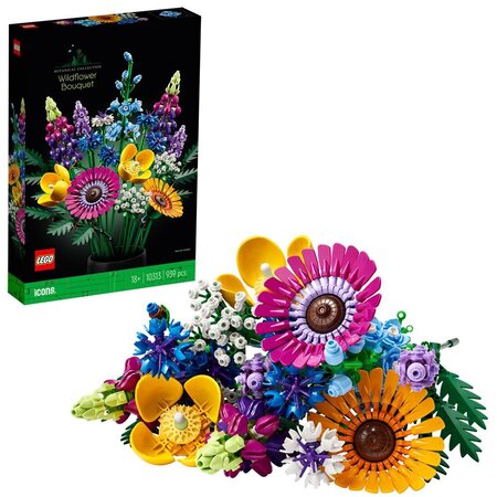 Buchet cu flori de camp Lego Icons, +18 ani, 939 de piese, Lego 550461