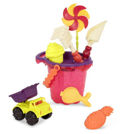Galeata cu 9 jucarii de nisip, Mov, +18 luni, B.Toys 560646