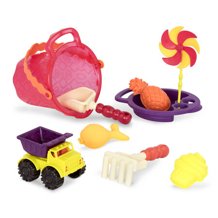 Galeata cu 9 jucarii de nisip, Mov, +18 luni, B.Toys 560641