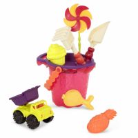 Galeata cu 9 jucarii de nisip, Mov, +18 luni, B.Toys