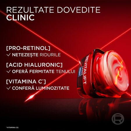 Crema antirid de noapte cu tripla actiune Revitalift Laser, 50 ml, Loreal Paris 713035