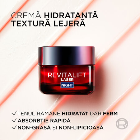 Crema antirid de noapte cu tripla actiune Revitalift Laser, 50 ml, Loreal Paris 713036