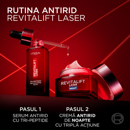 Crema antirid de noapte cu tripla actiune Revitalift Laser, 50 ml, Loreal Paris 713037