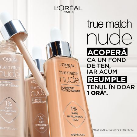 Serum redensificator infuzat cu pigmenti True Match Nude, 2-3 Light, 30 ml, Loreal Paris 598213