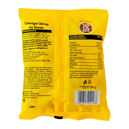 Covrigei sarati cu susan, 100 g, Solaris 747197