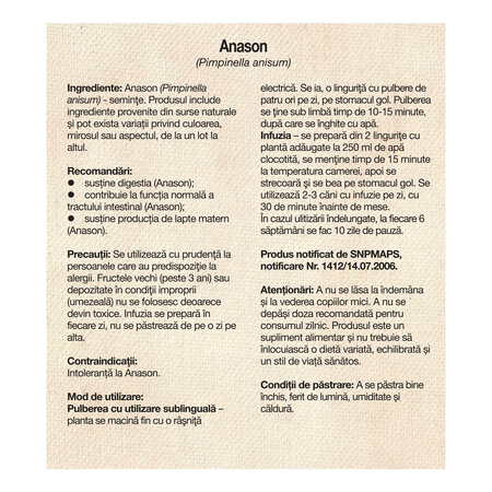 Ceai de Anason, 50 g, Dacia Plant 808403