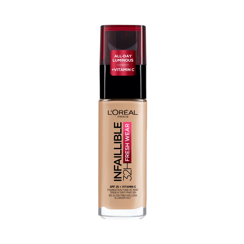 Fond de ten rezistent la transfer Infaillible 32H Fresh Wear, 145 Rose Beige, 30 ml, Loreal Paris