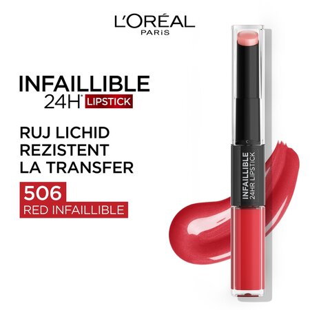 Ruj lichid rezistent la transfer Infaillible 24H, 506 Red Infallible, 5.6 ml, Loreal Paris 551676