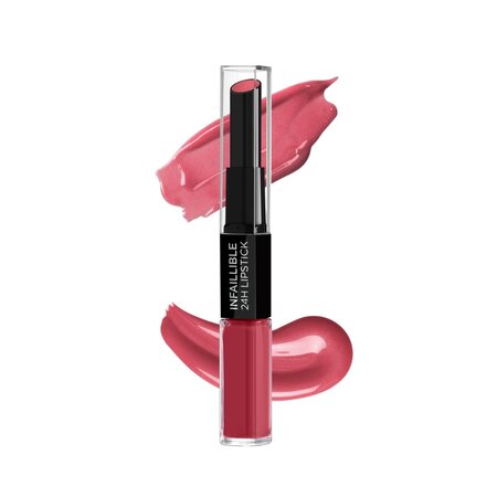 Ruj lichid rezistent la transfer Infaillible 24H 2 Step, 804 Metro-Proof Rose, 5.6 ml, Loreal Paris 551720