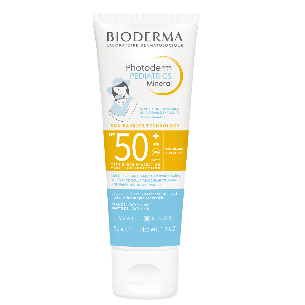 Crema protectie solara pentru copii SPF 50+ Photoderm Pediatrics Mineral, 50 gr, Bioderma