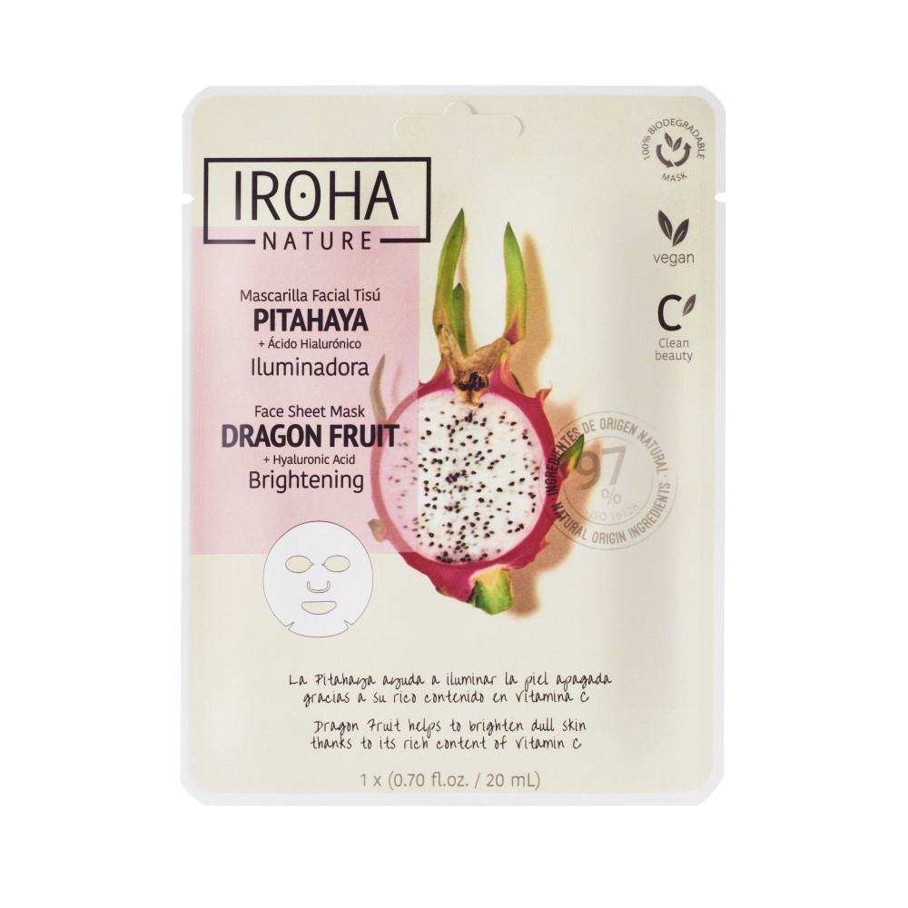 Masca cu efect de luminozitate pentru fata cu fructul dragonului, 20 ml, Iroha