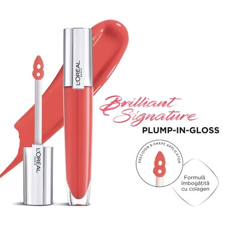 Luciu de buze Brilliant Signature Plump, 410 Inflate, 7 ml, Loreal Paris 551959