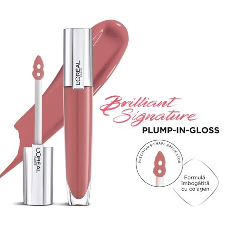 Luciu de buze Brilliant Signature Plump, 412 Heighten, 7 ml, Loreal Paris 551982
