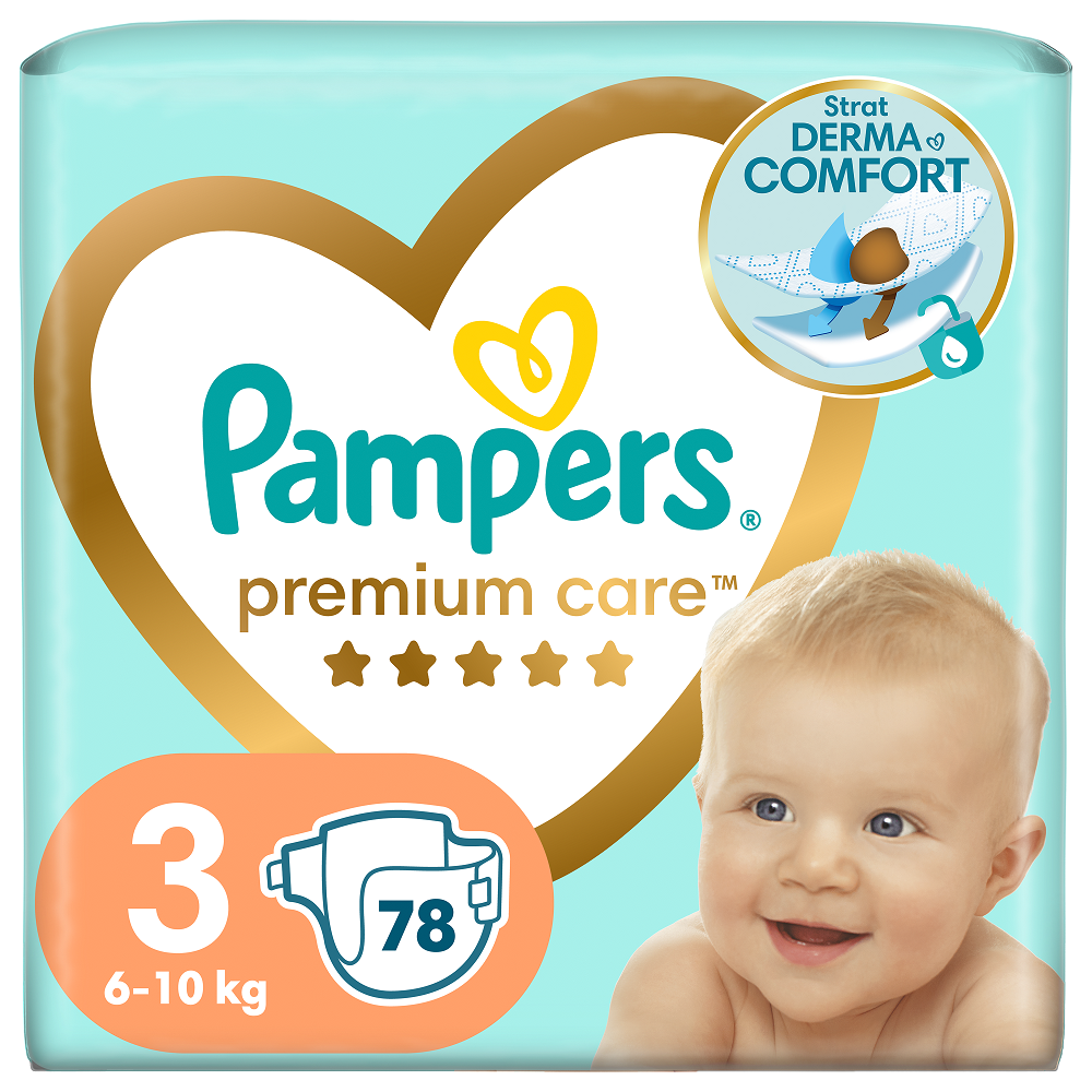 Scutece Premium Care, Nr. 3, 6-10 kg, 78 buc, Pampers