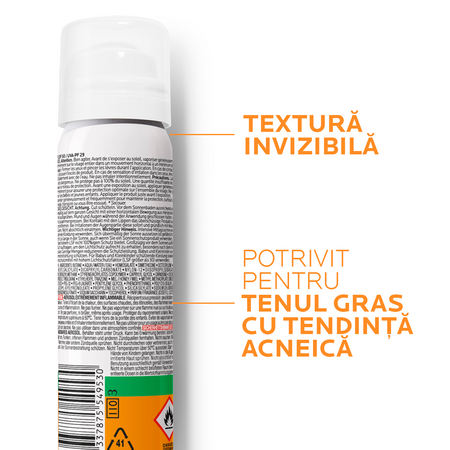 Spray invizibil matifiant cu protectie solara SPF 50 pentru fata Anthelios, 75 ml, La Roche-Posay 543409