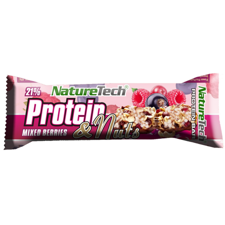 Baton energizat cu 21% proteina fructe de padure si nuci Protein nuts