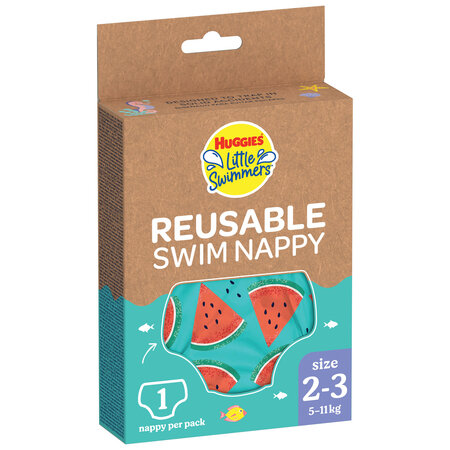 Scutec pentru inot refolosibil Little Swimmers, Nr. 2 - 3, 5 - 11 kg, Watermelon, Huggies