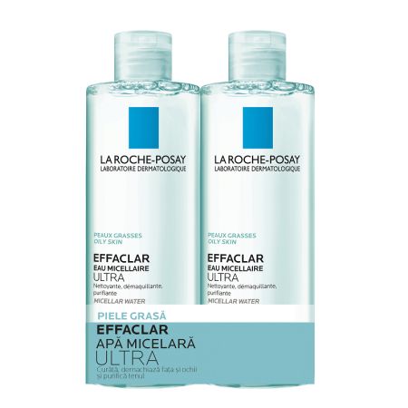 Pachet Apa Micelara pentru piele grasa Ultra Effaclar, 2x400 ml