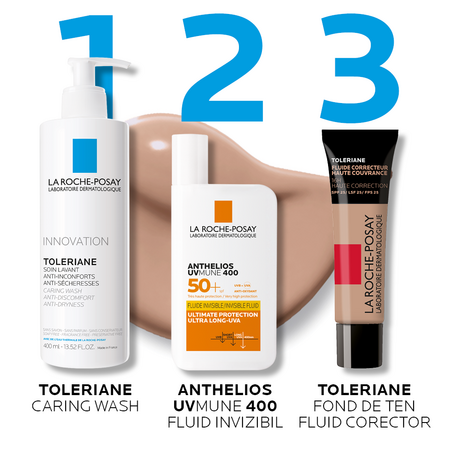 Fond de ten fluid corector SPF 25 pentru pielea sensibila Toleriane, Nuanta 13, 30 ml, La Roche Posay 552648