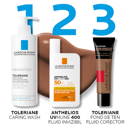 Fond de ten fluid corector SPF 25 pentru pielea sensibila Toleriane, Nuanta 16, 30 ml, La Roche Posay 552681