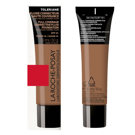 Fond de ten fluid corector SPF 25 pentru pielea sensibila Toleriane, Nuanta 16, 30 ml, La Roche Posay 552678