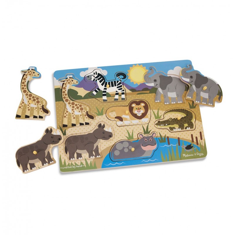 Puzzle din lemn Animale Safari, +2 ani, Melissa&Doug