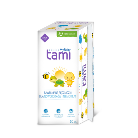 Servetele uscate pentru bebelusi din bumbac, 50buc/set, Tami 553246