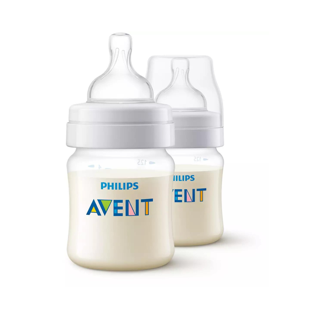 Set 2 biberoane anti-colici Philips Avent, +0 luni, 125 ml, 2 bucati, SCY100/02, Philips