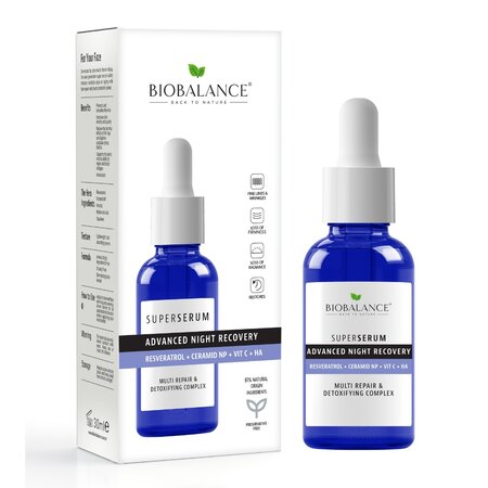 Super Serum pentru Noapte Intensiv Reparator cu Resveratrol + Ceramide + Vitamina C + Acid Hialuronic