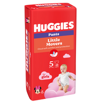 Scutece Little Movers Pants Girl, Nr. 5, 12-17 kg, 48 bucati, Huggies