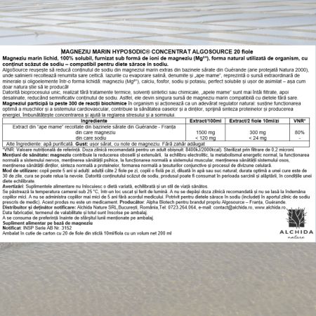 Magneziu marin hyposodic concentrat, 20 fiole, Algosource 758662