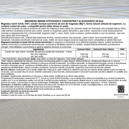 Magneziu marin hyposodic concentrat, 20 fiole, Algosource 758662