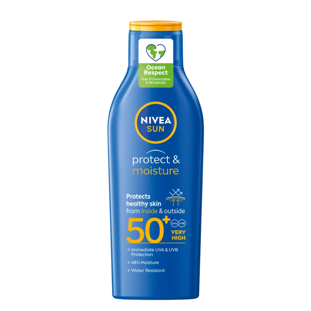 Lotiune hidratanta cu SPF50+ Protect & Moisture Sun, 200 ml, Nivea