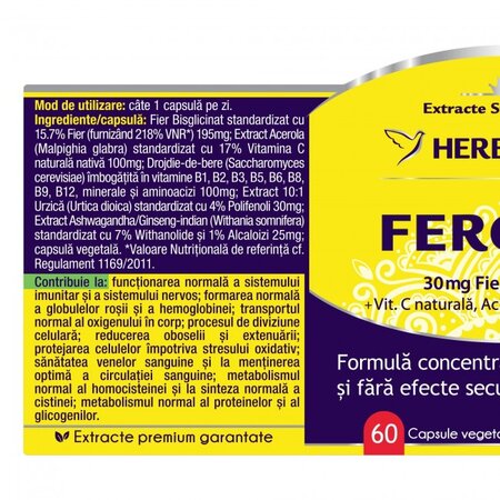 Feronix, 60 capsule, Herbagetica 587175
