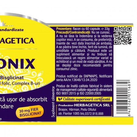 Feronix, 60 capsule, Herbagetica 587174