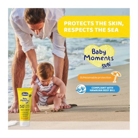 Crema protectie solara SPF 50+ Baby Moments, 0 luni+, 75 ml, Chicco 611646